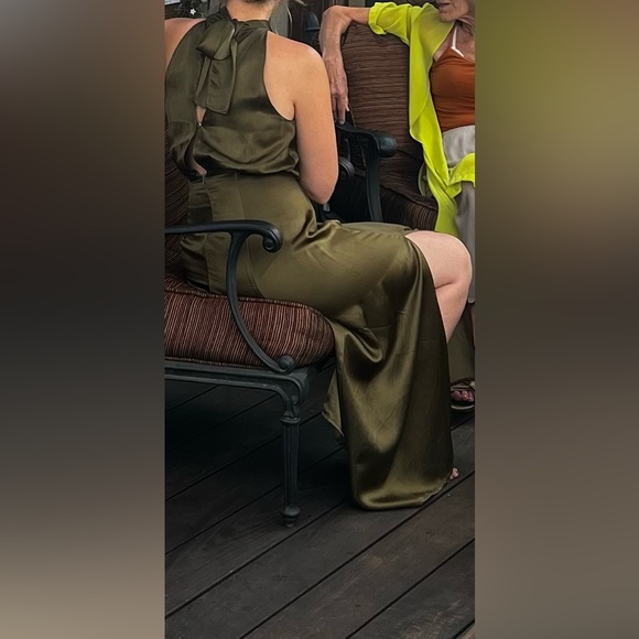 Hunter green Whimsy + Row sleeveless halter gown - Picture 2 of 4
